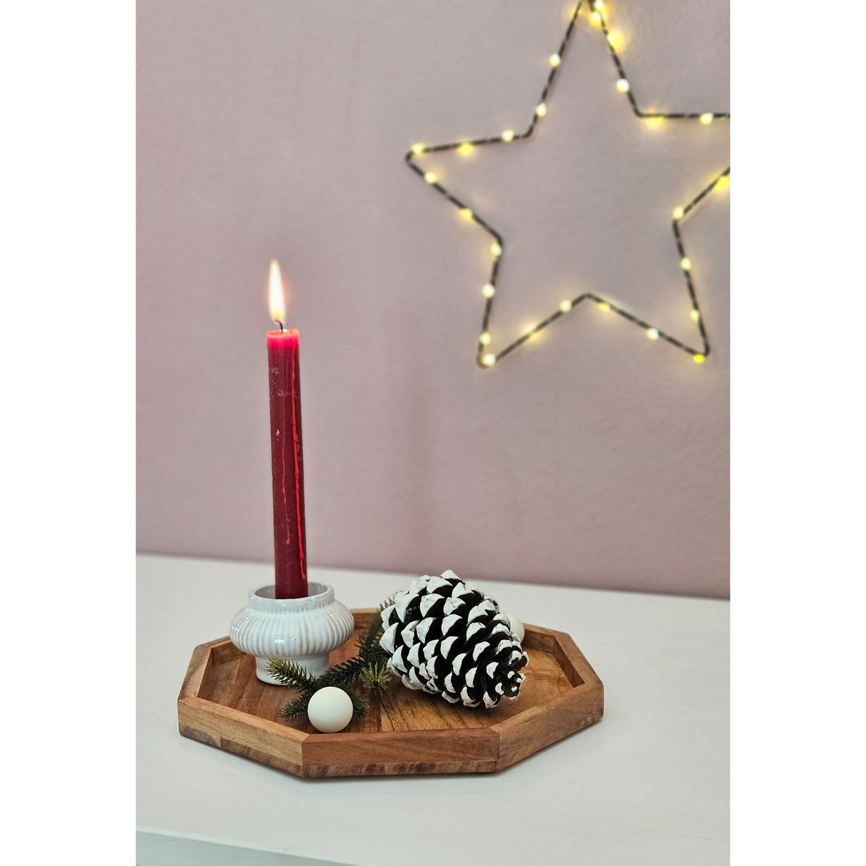 Tray decorative tray octagonal acacia 25 cm wooden tray modern candle tray