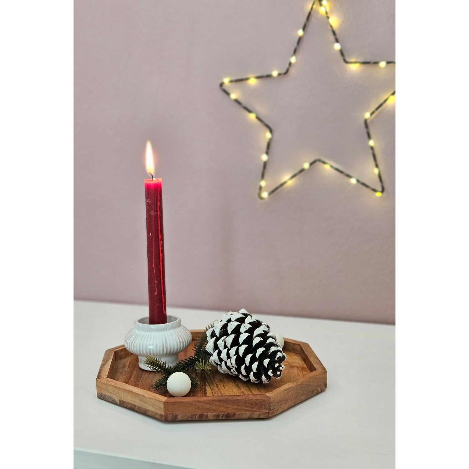 Tray decorative tray octagonal acacia 25 cm wooden tray modern candle tray