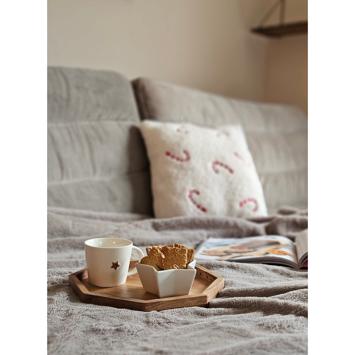 Tray decorative tray octagonal acacia 25 cm wooden tray modern candle tray