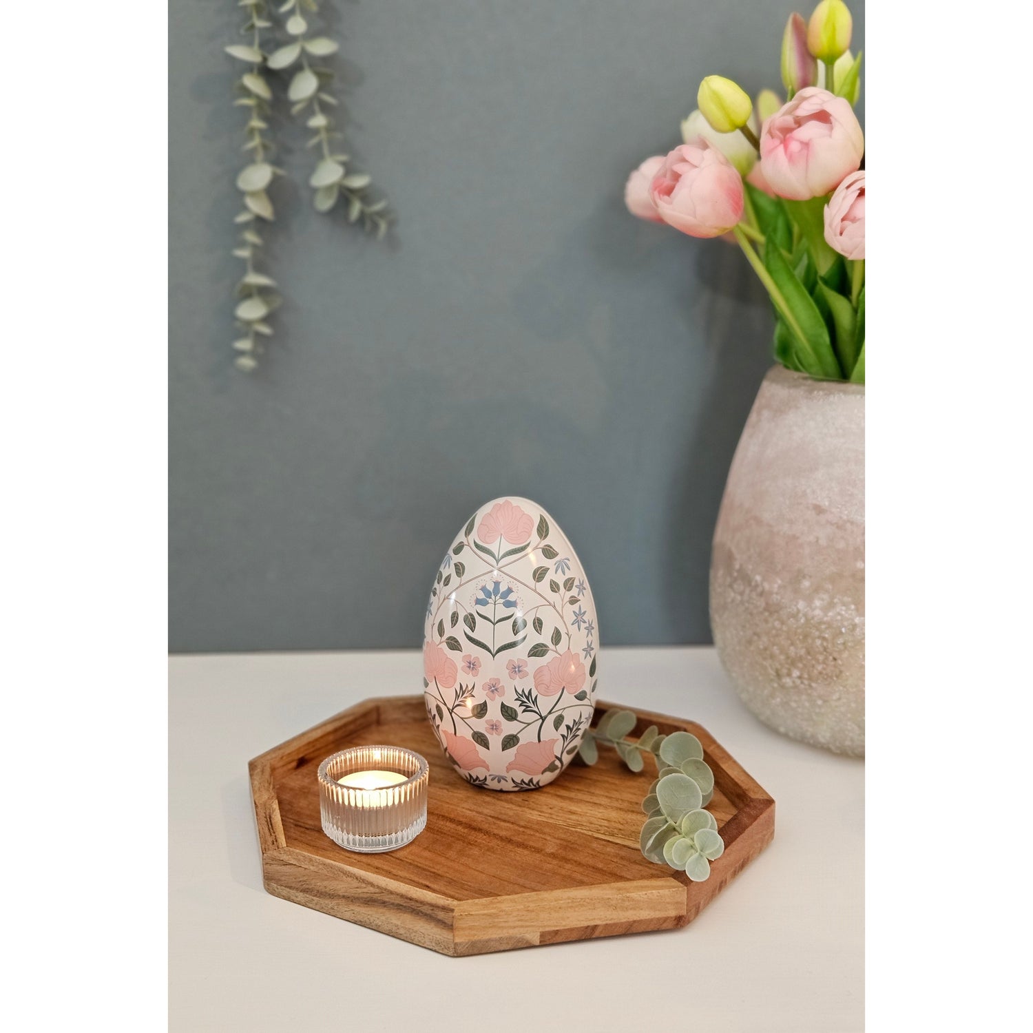 Tray decorative tray octagonal acacia 25 cm wooden tray modern candle tray