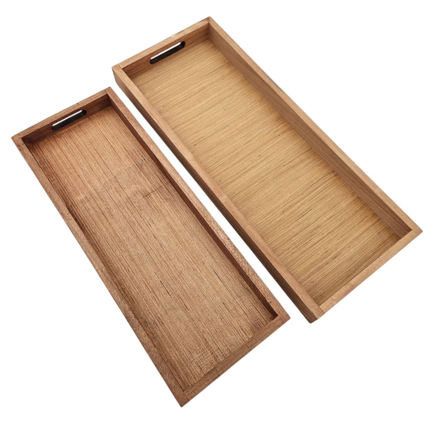 Tray decorative tray serving tray large SET of 2 B-stock wood brown candle tray