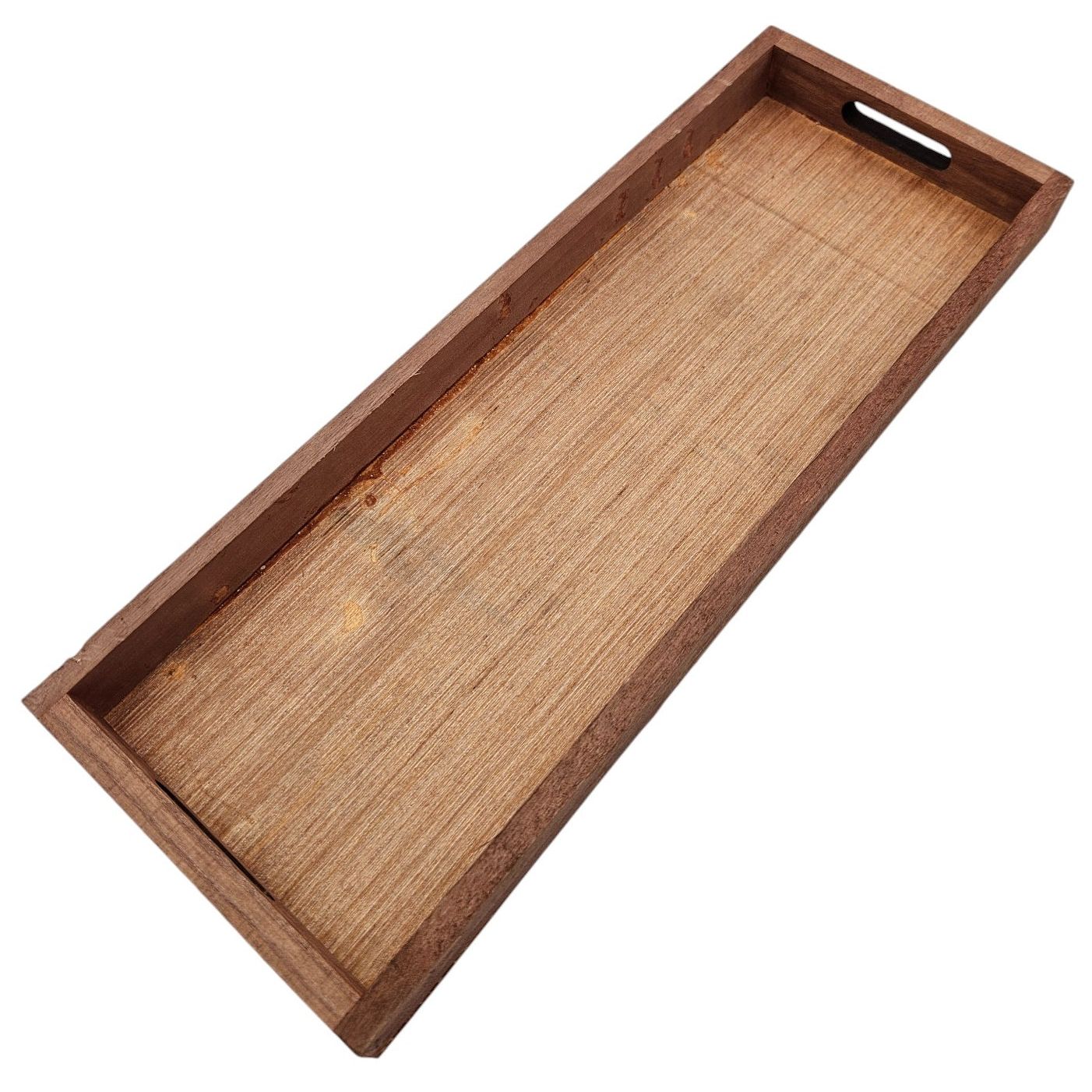 Tray decorative tray serving tray large SET of 2 B-stock wood brown candle tray