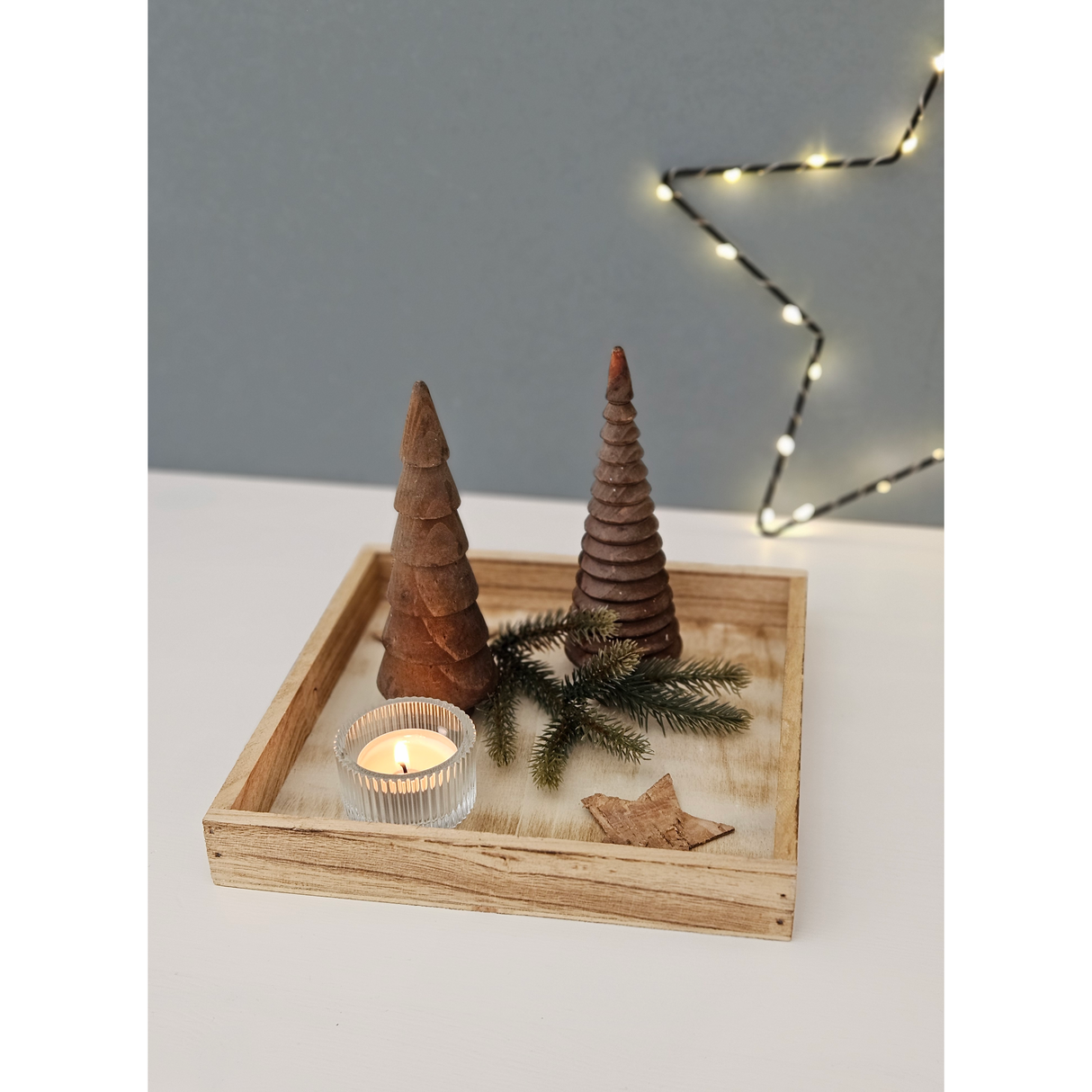 Tray wooden tray 26x26 brown natural decorative tray rectangular candle tray