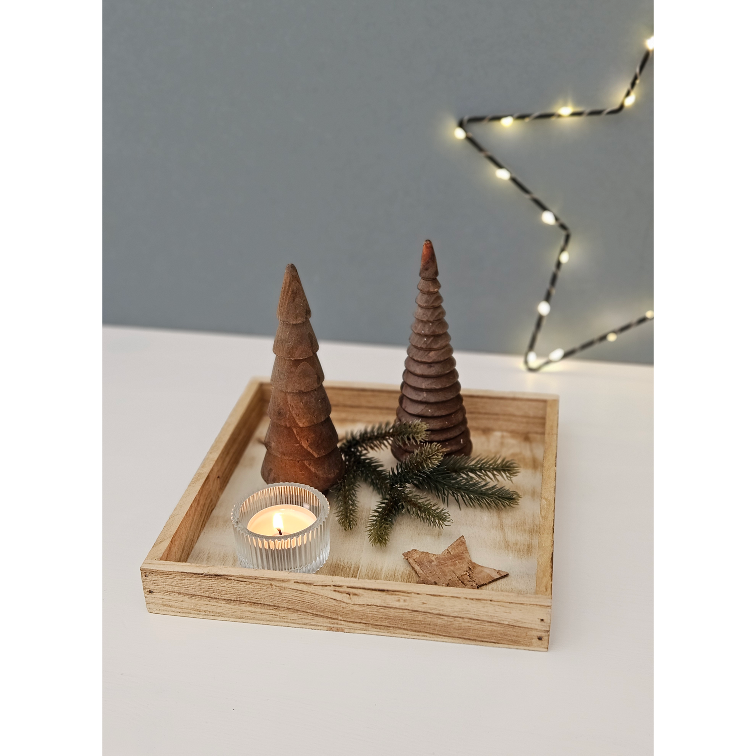 Tray wooden tray 26x26 brown natural decorative tray rectangular candle tray