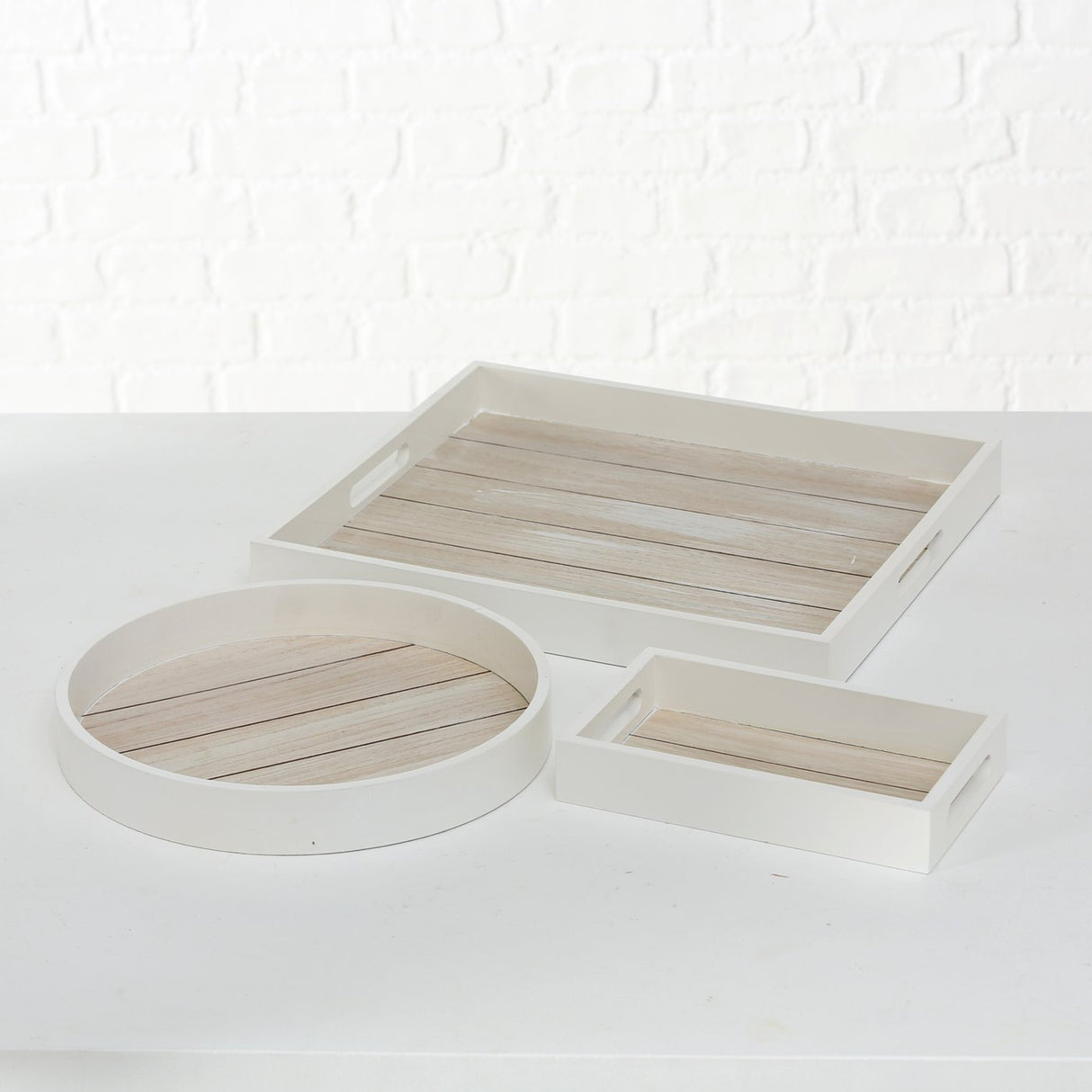 Decorative tray country style white tray small medium large round rectangle wood