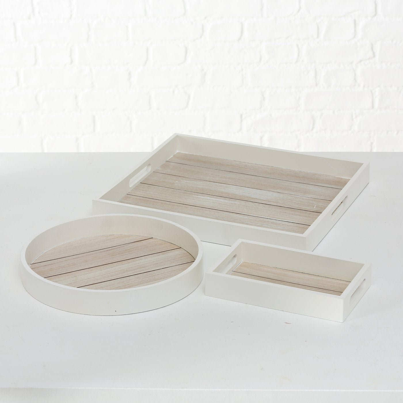 Decorative tray country style white tray small medium large round rectangle wood