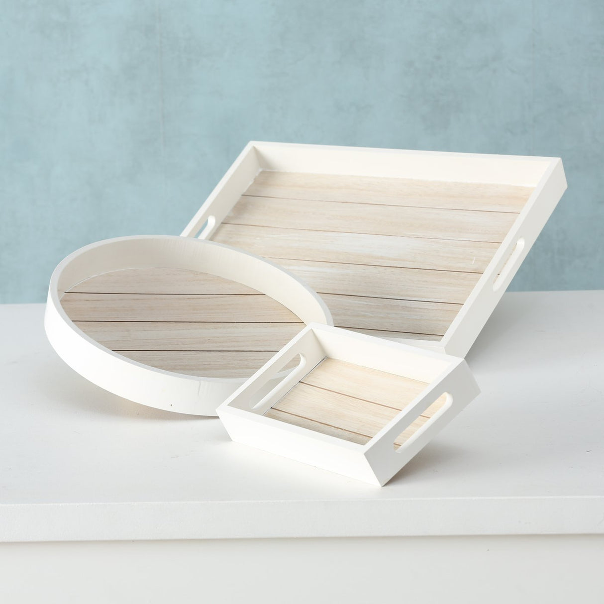 Decorative tray country style white tray small medium large round rectangle wood