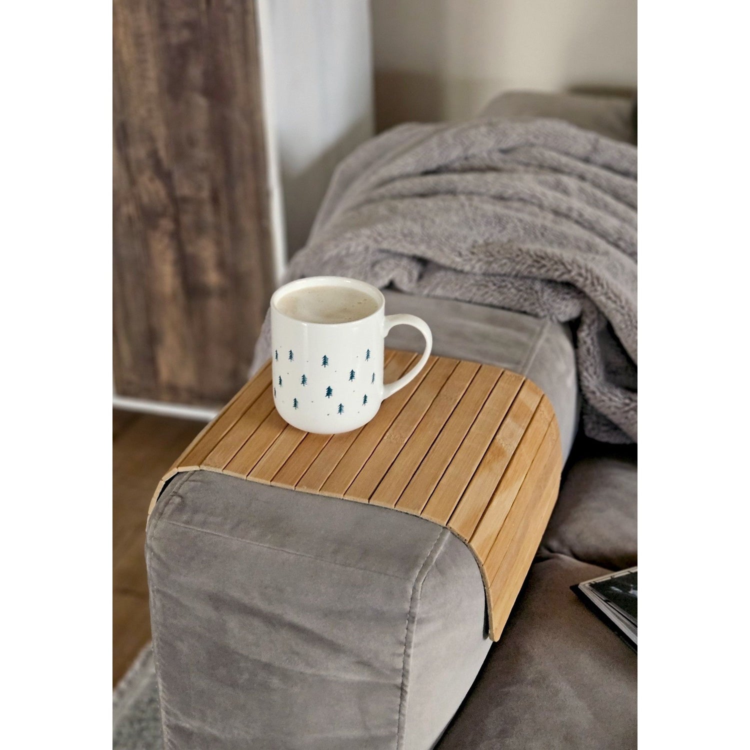 Sofa tray flexible bamboo tray bamboo natural anthracite armrest protector
