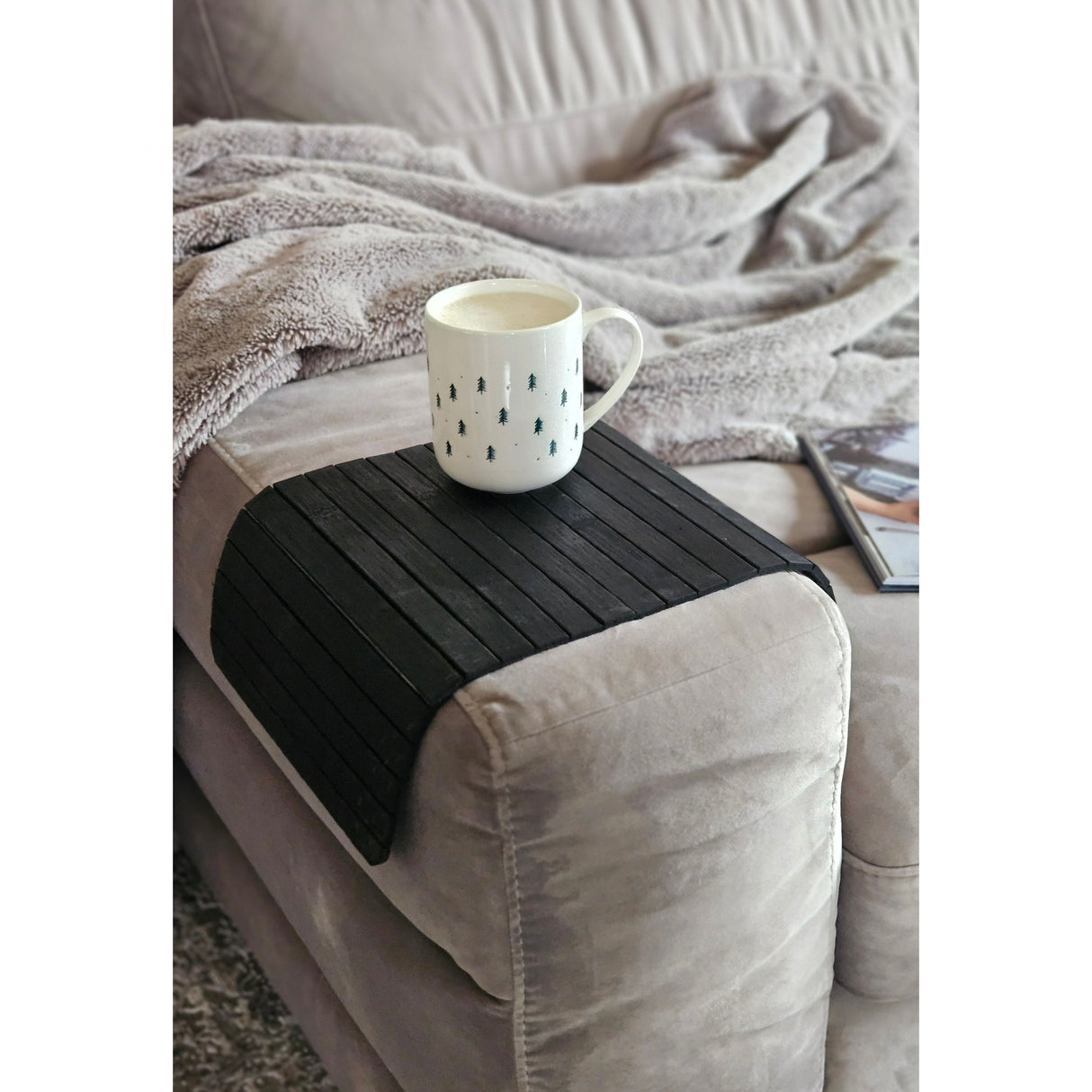 Sofa tray flexible bamboo tray bamboo natural anthracite armrest protector