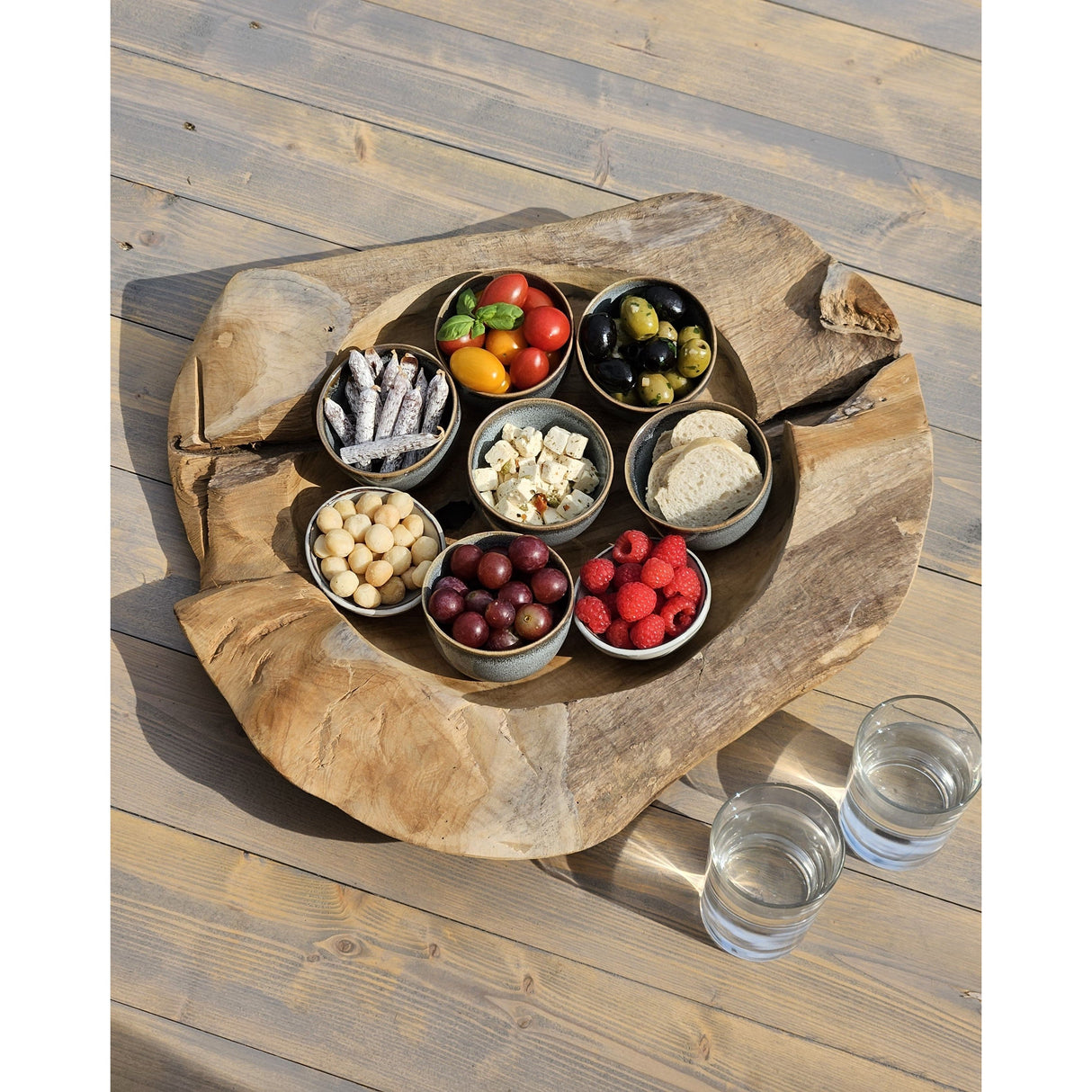 Decorative bowl natural bowl teak wood round Ø 50 cm bowl brown solid stable fruit bowl XL