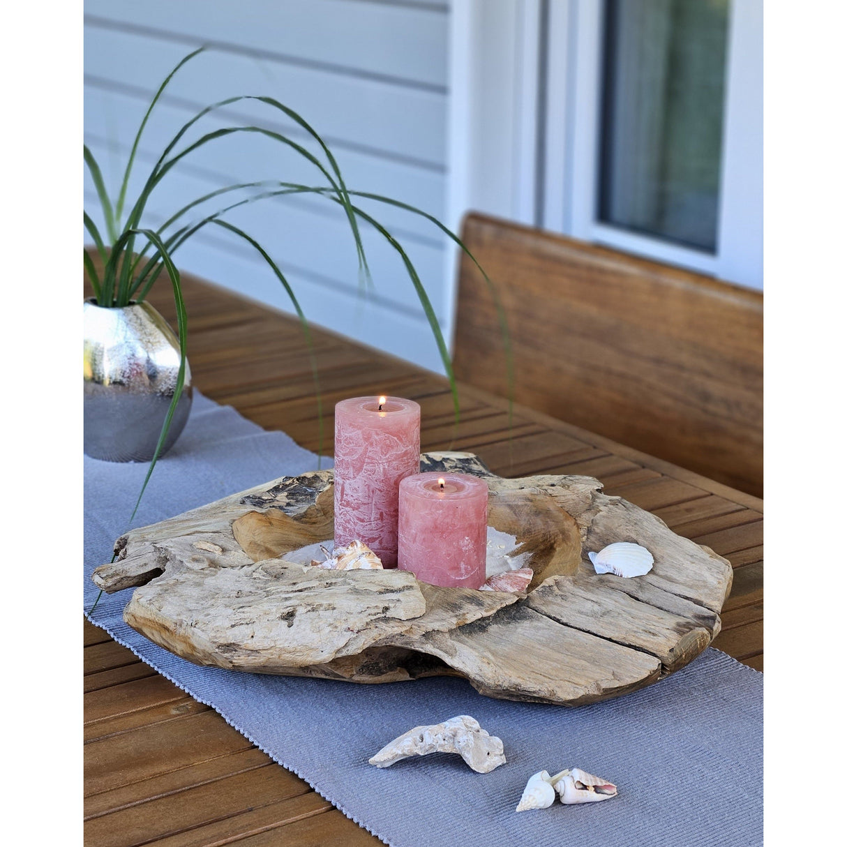 Decorative bowl natural bowl teak wood round Ø 50 cm bowl brown solid stable fruit bowl XL