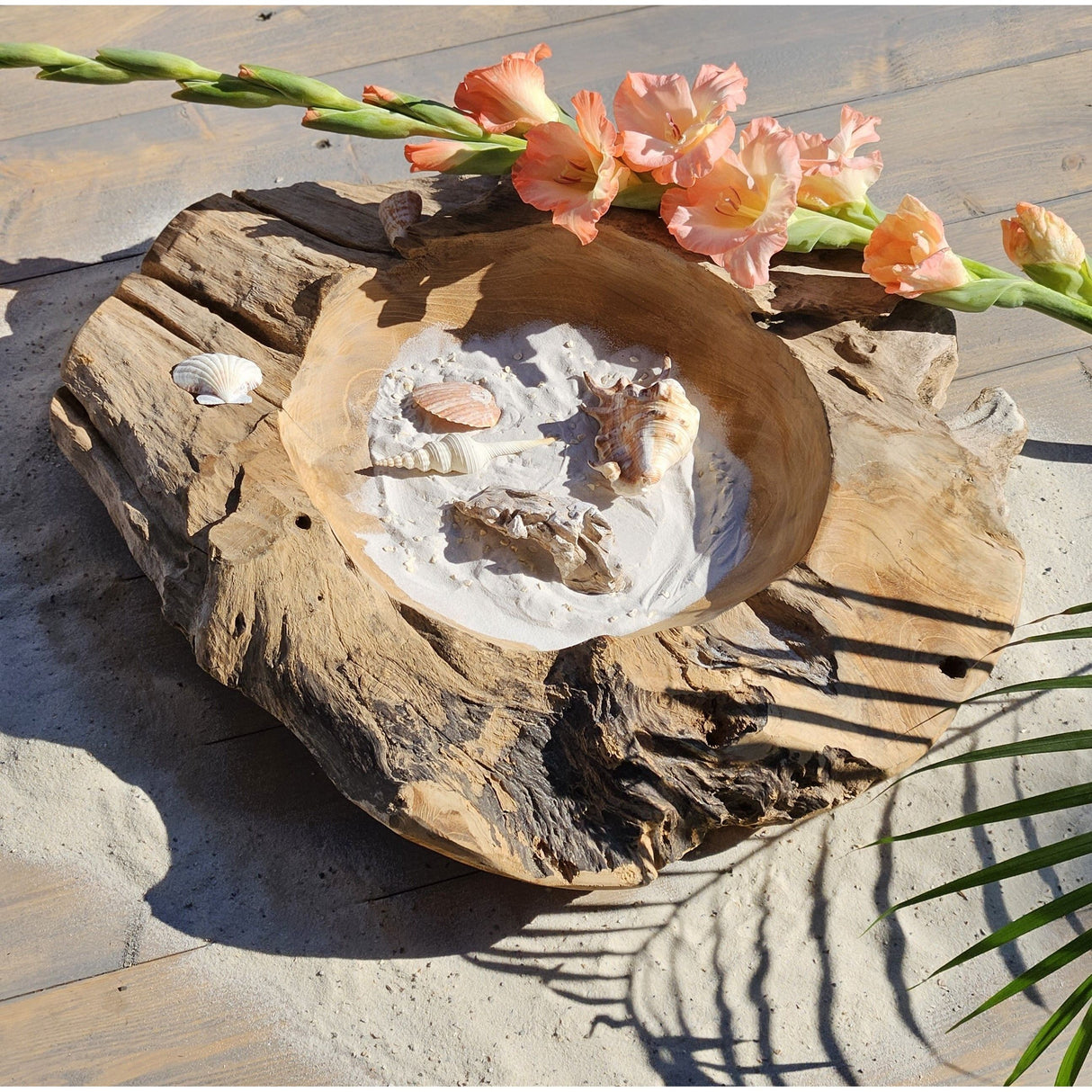 Decorative bowl natural bowl teak wood round Ø 50 cm bowl brown solid stable fruit bowl XL