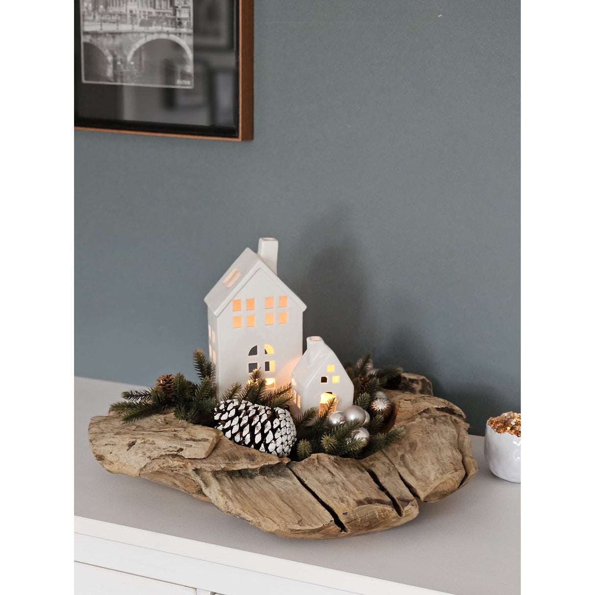 Decorative bowl natural bowl teak wood round Ø 50 cm bowl brown solid stable fruit bowl XL