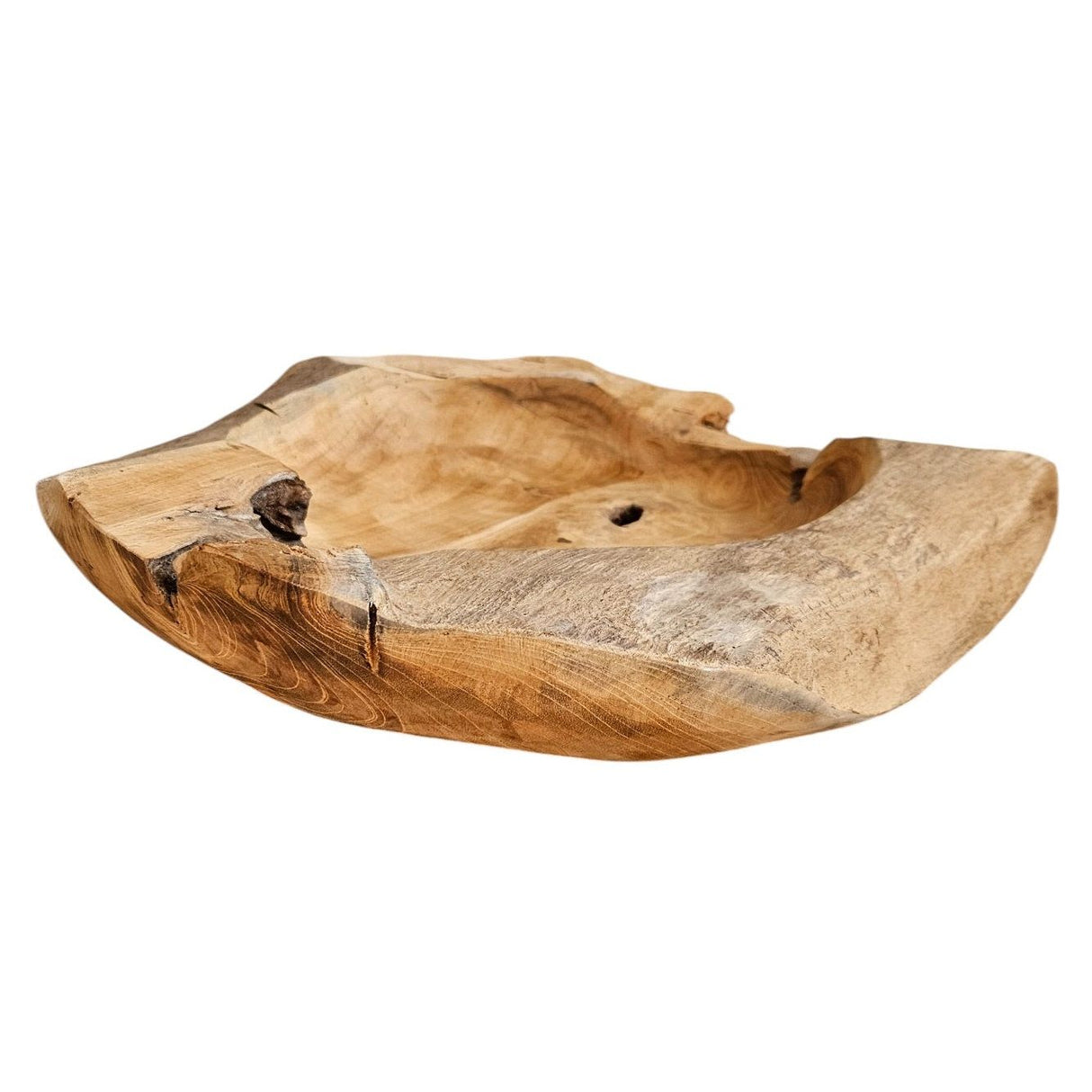 Decorative bowl natural bowl teak wood round Ø 50 cm bowl brown solid stable fruit bowl XL