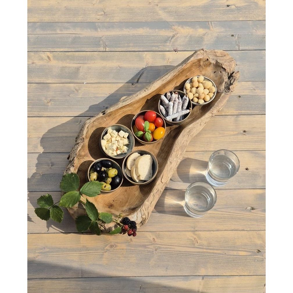 Decorative bowl natural bowl teak wood long 60 cm bowl brown solid stable fruit bowl XL