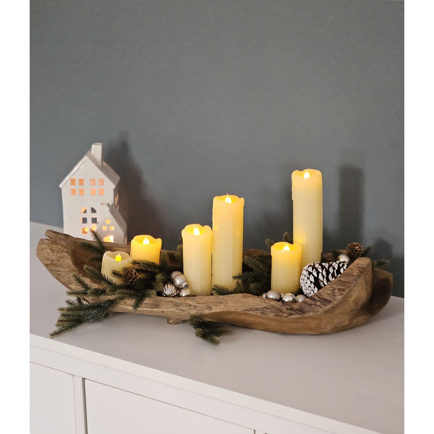 Decorative bowl natural bowl teak wood long 60 cm bowl brown solid stable fruit bowl XL