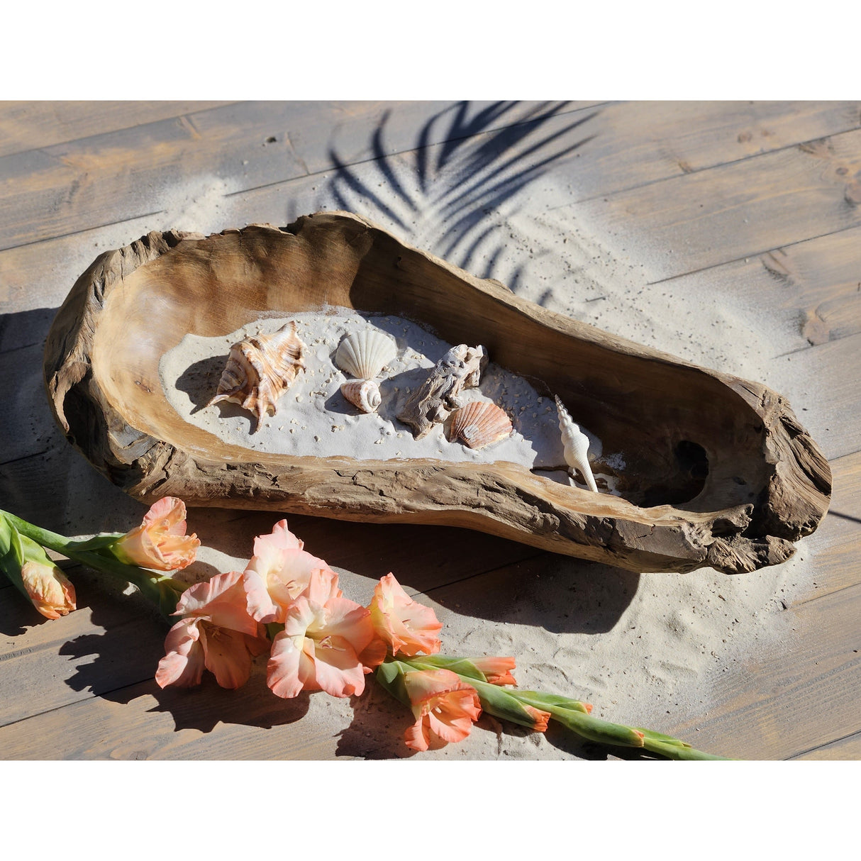 Decorative bowl natural bowl teak wood long 60 cm bowl brown solid stable fruit bowl XL