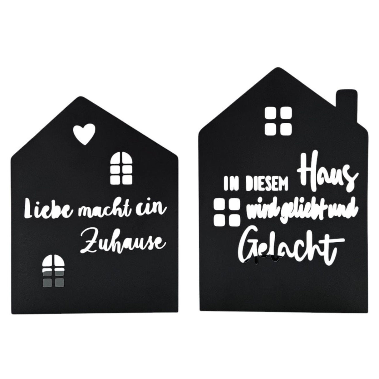 Tealight holder house black set of 2 candle holders metal home sayings