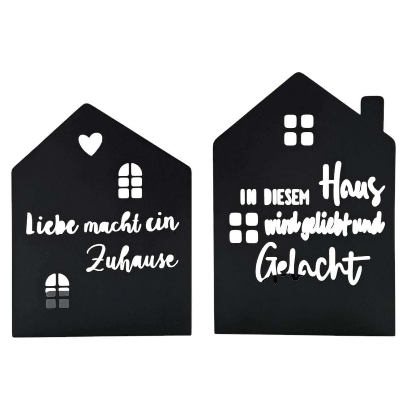 Tealight holder house black set of 2 candle holders metal home sayings