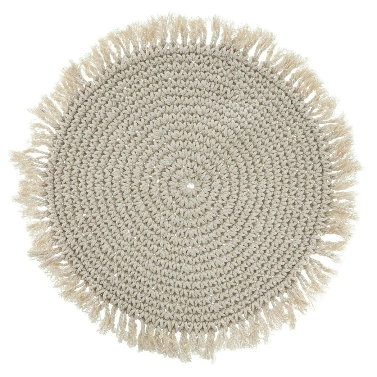 Tischset Makramee Platzset Tischdeko Untersetzer rund boho Deko creme 38 cm