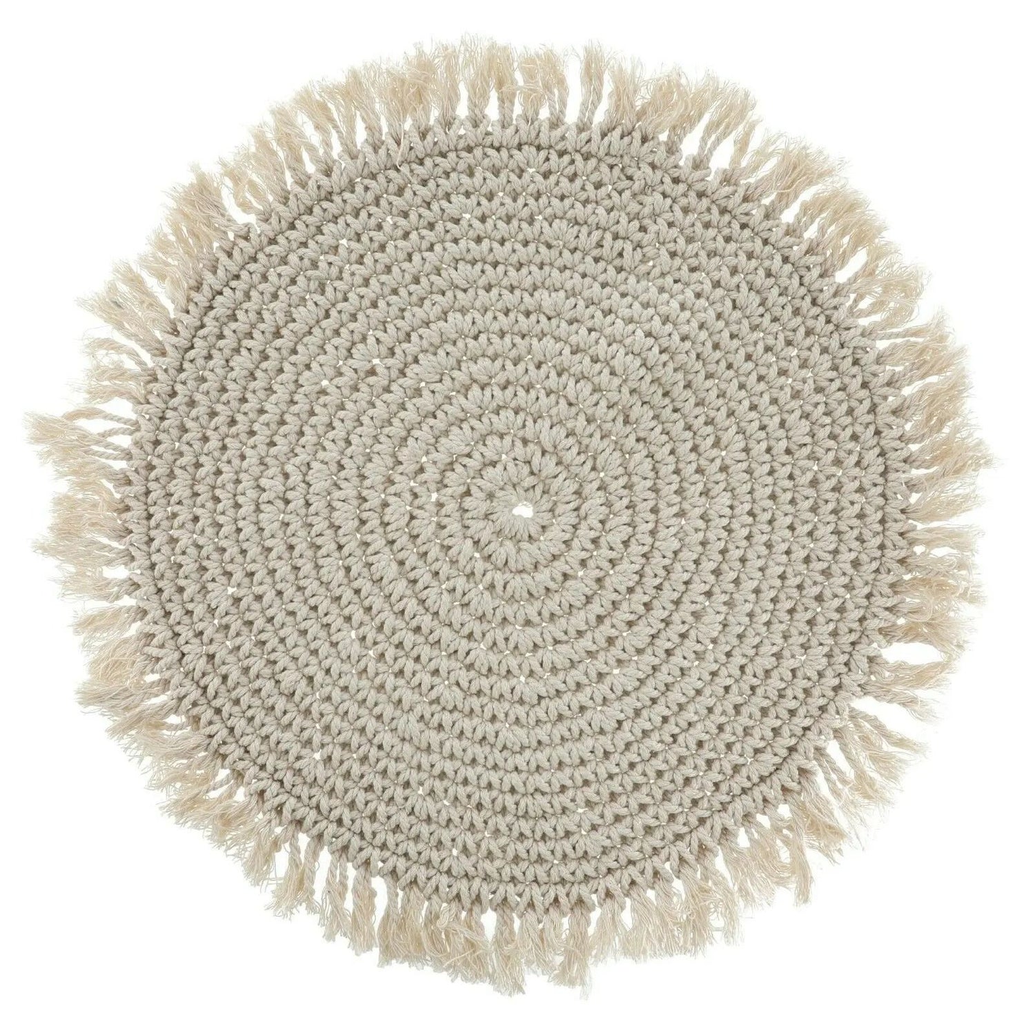 Tischset Makramee Platzset Tischdeko Untersetzer rund boho Deko creme 38 cm