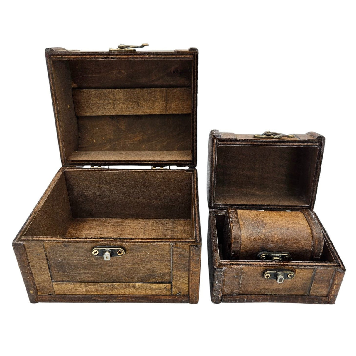 Treasure chest wooden box with lid box white brown small treasure chest set of 3