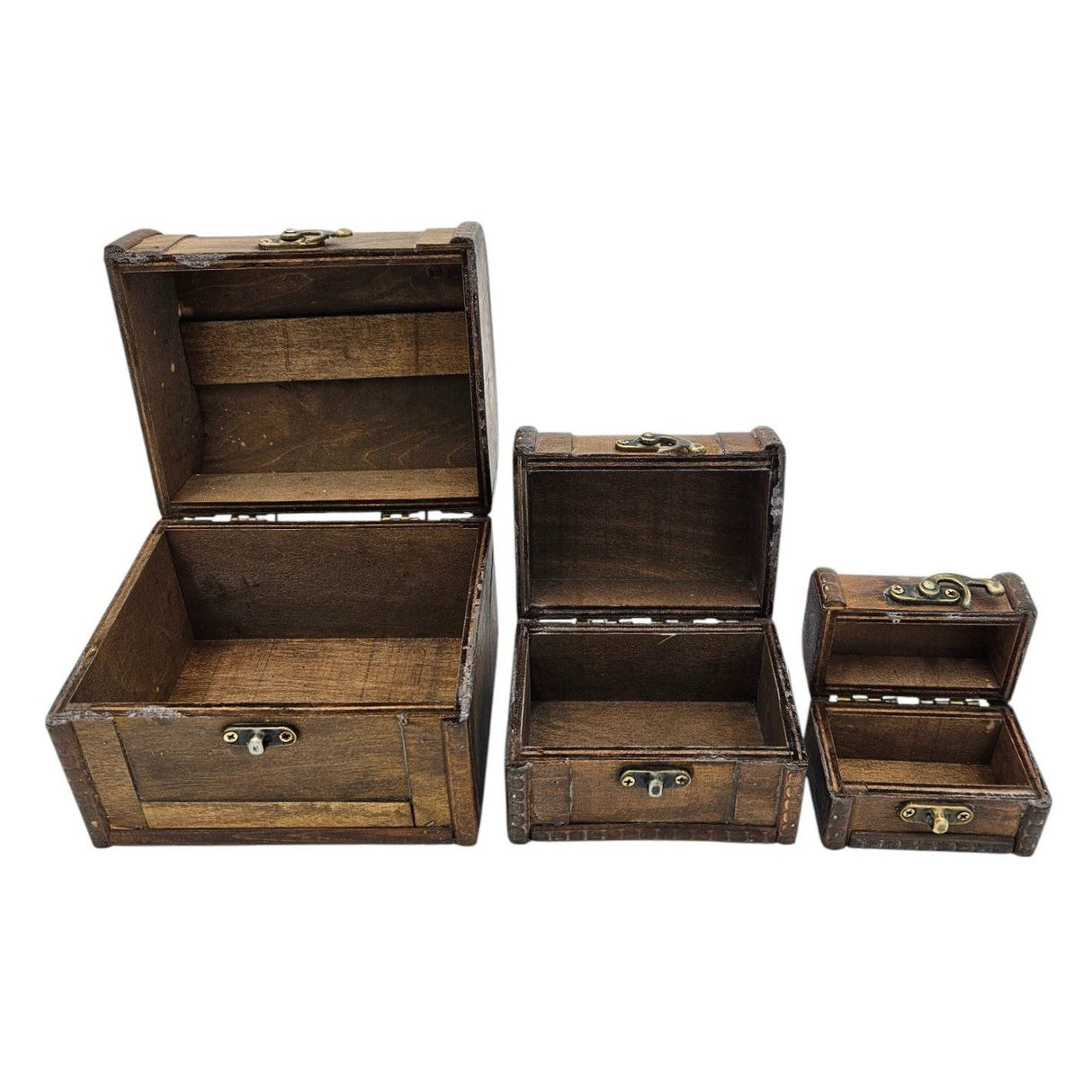 Treasure chest wooden box with lid box white brown small treasure chest set of 3