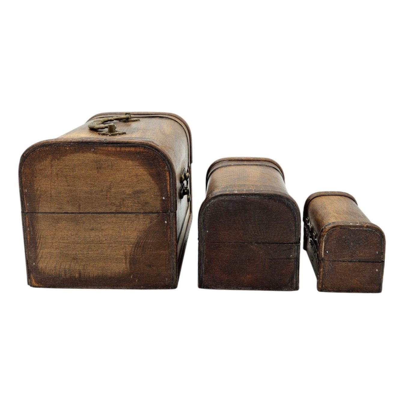 Treasure chest wooden box with lid box white brown small treasure chest set of 3