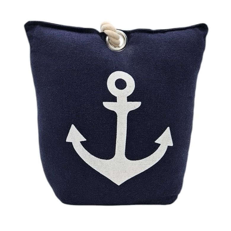 Door stop anchor floor 1 kg fabric bag maritime blue white vintage window stopper