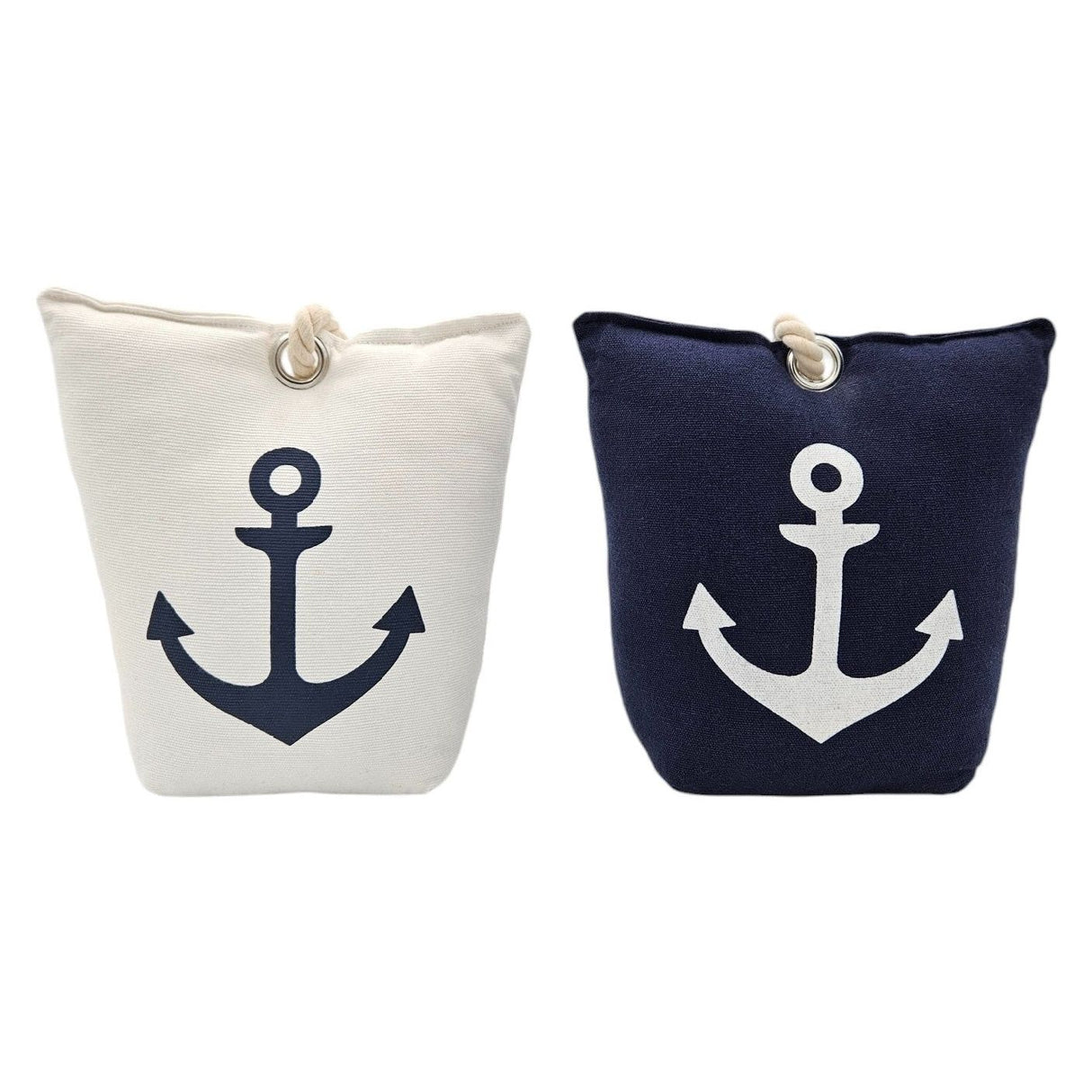 Door stop anchor floor 1 kg fabric bag maritime blue white vintage window stopper