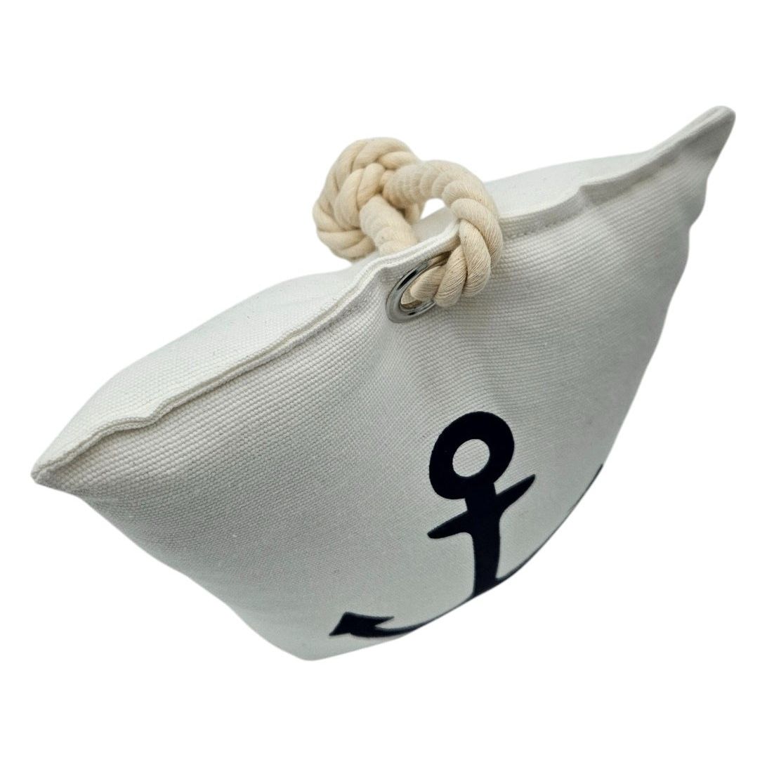 Door stop anchor floor 1 kg fabric bag maritime blue white vintage window stopper