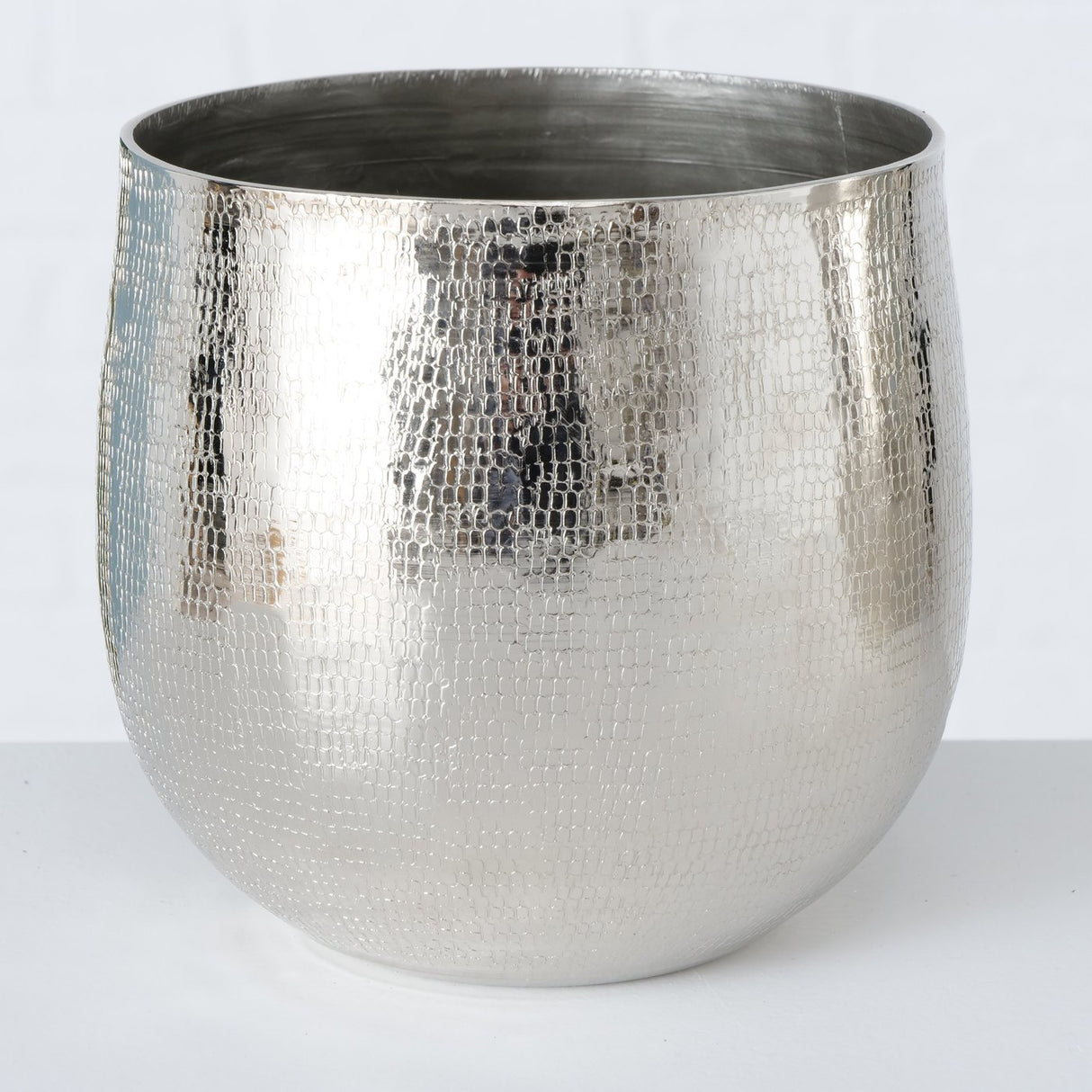 Flowerpots silver metal plant pot set of 2 decorative flowerpot planter outside round hammered