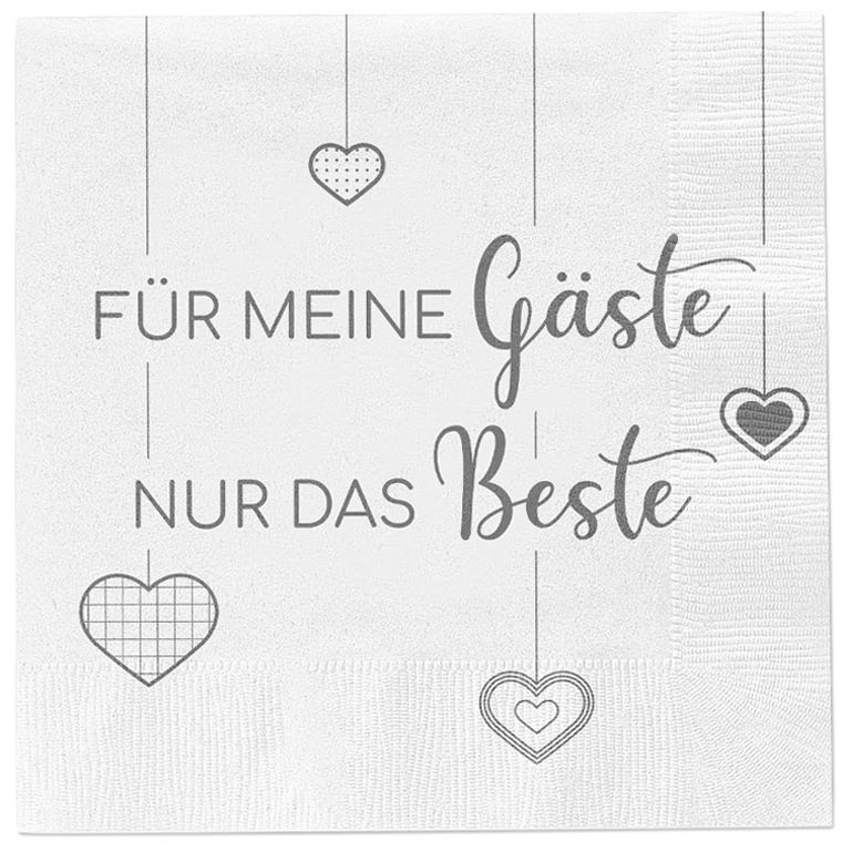 Napkins Paper For my guests only the best 80 pieces Party Fest white 33x33cm