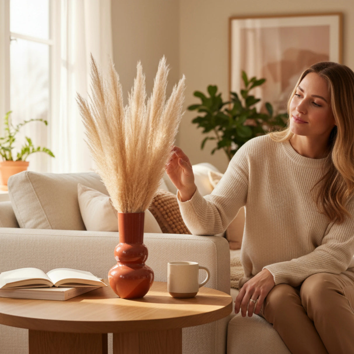 Vase Blumenvase XXL Dekovase Metallvase Beige Braun 38x25 Retro Blumengefäß