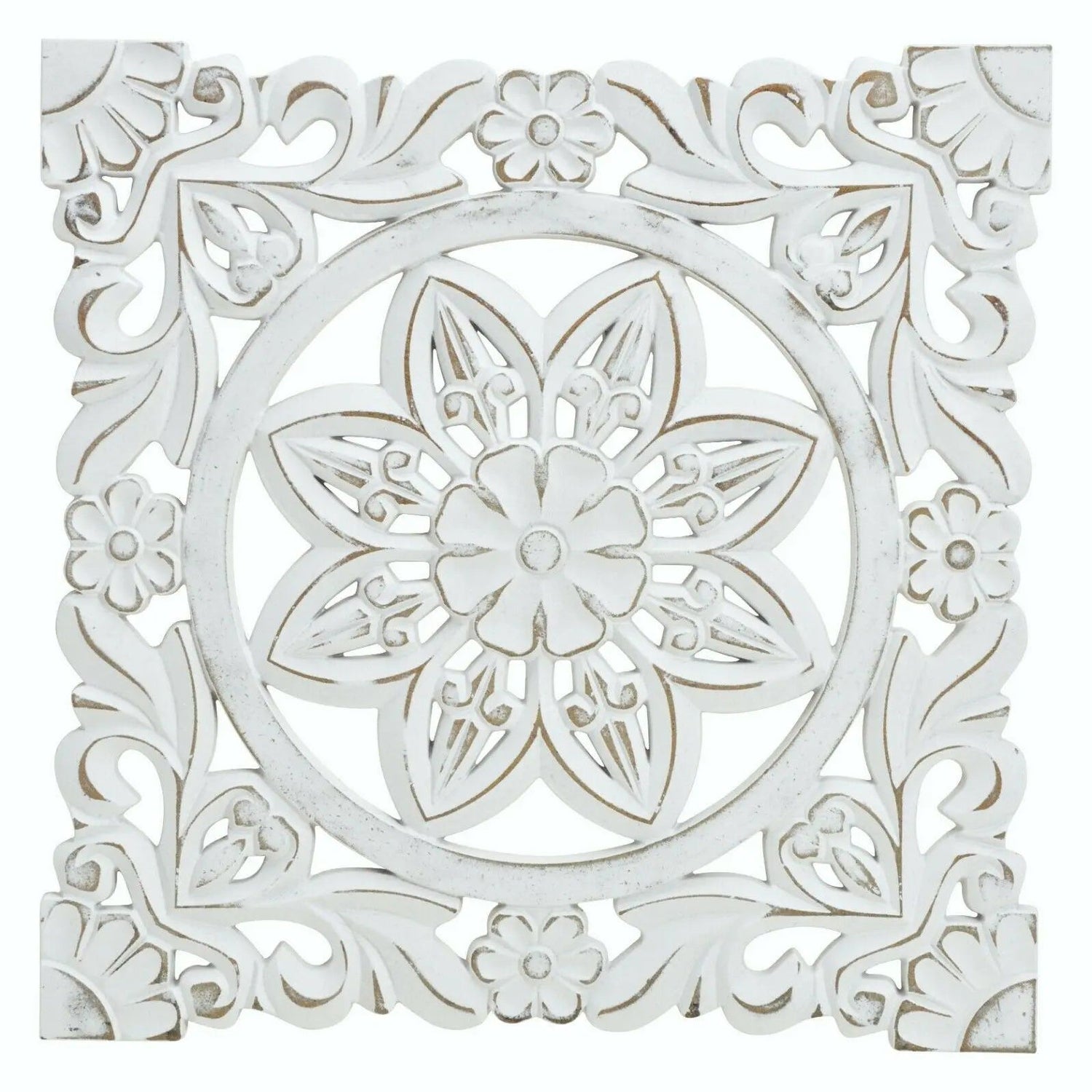 Wall ornament wood white 38x38 cm shabby country house ornament wooden ornament wooden picture