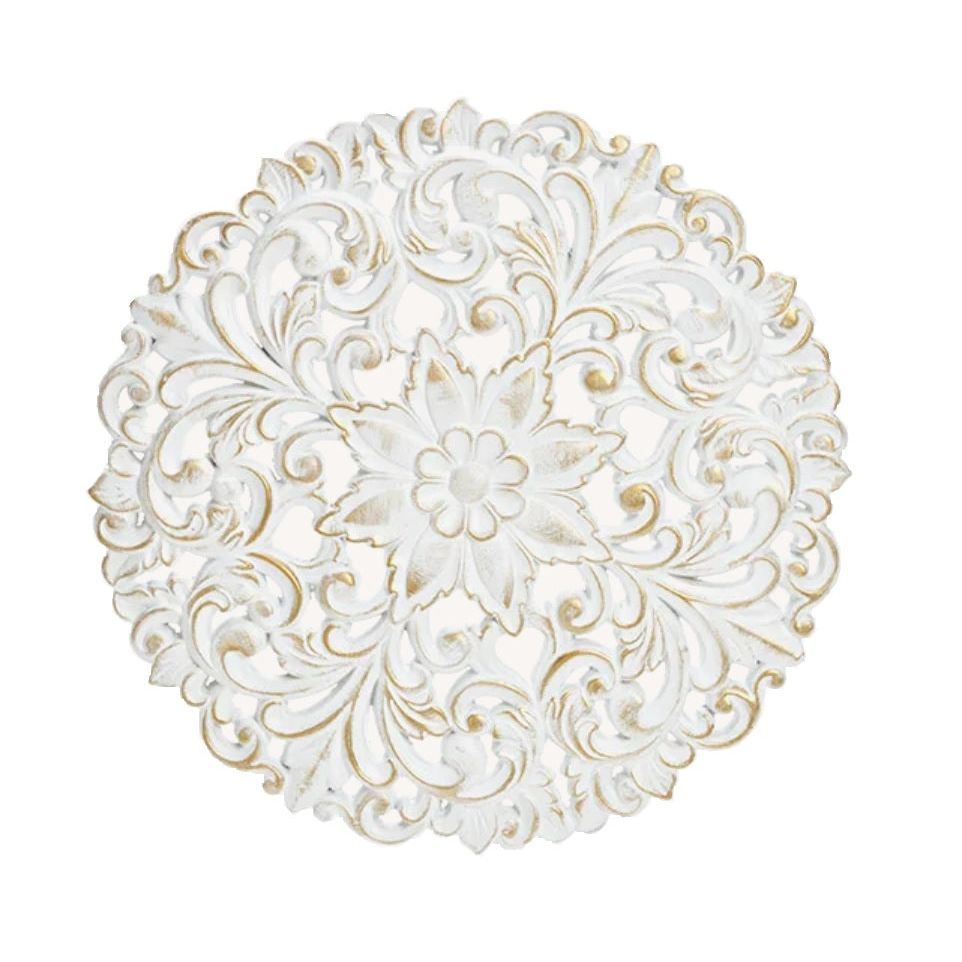 Ornament wooden picture wall ornament wood shabby white country house decoration mandala decoration