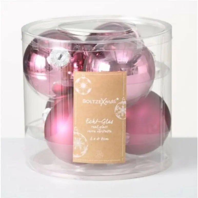 Christmas balls Christmas tree decorations Christmas tree balls glass balls dark pink, Ø 8 cm, set of 6 balls