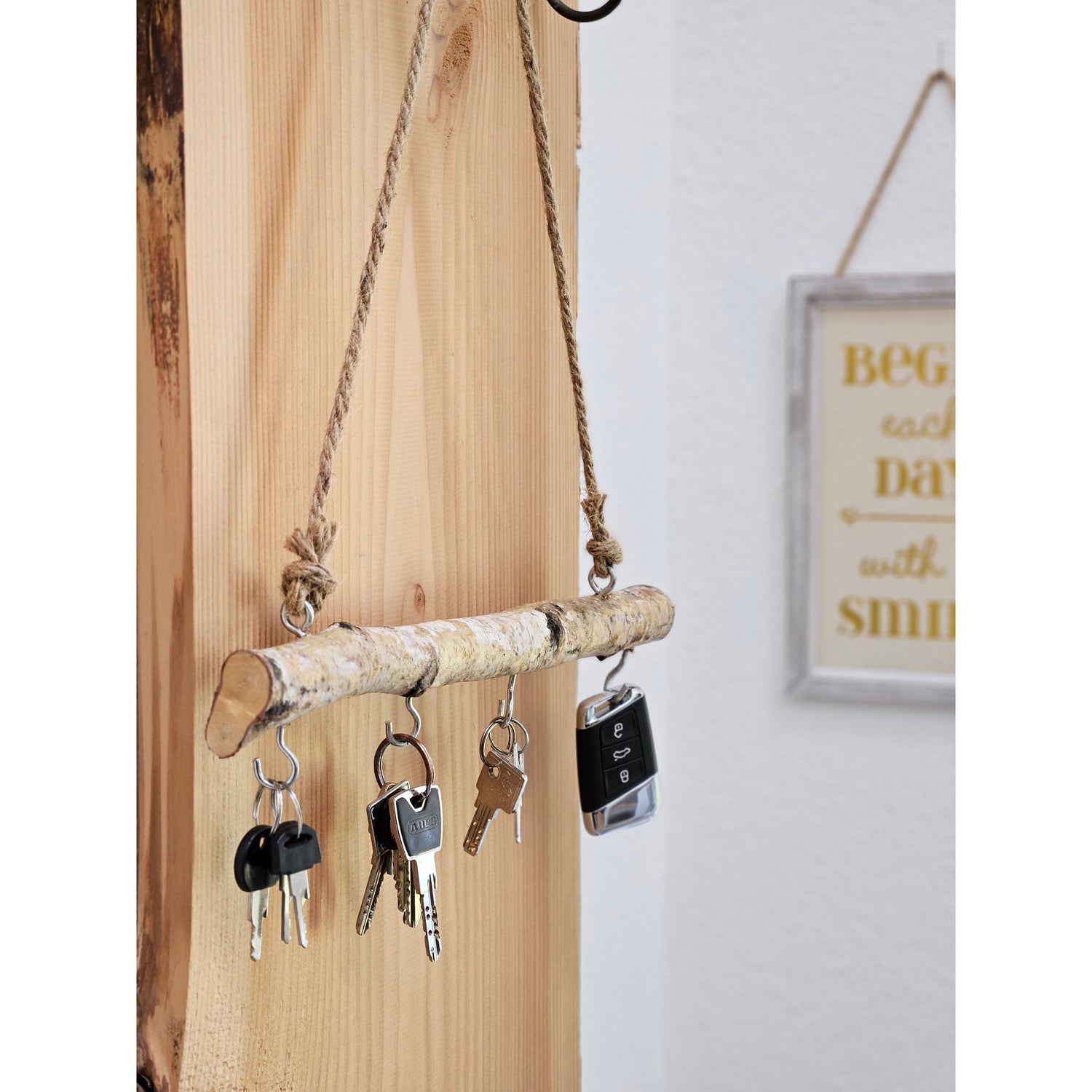 Decorative branch wood 4 hooks window hanger brown natural decoration country house branch decorative branch 30 cm