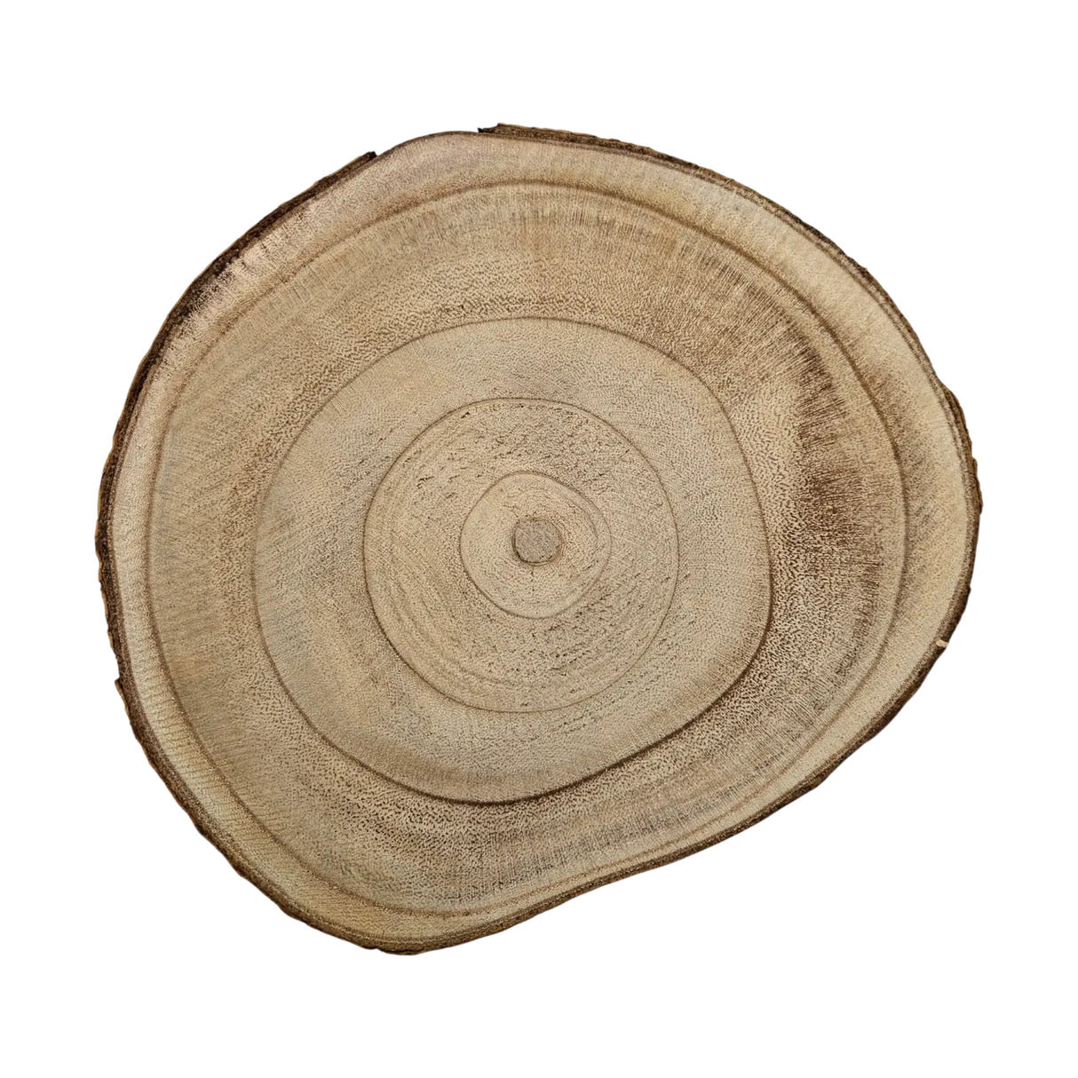 Baumscheibe rund Dekoscheibe Basteln Dekoteller auf Füßen Holzscheibe mit Rinde 17-22 cm - Baumscheibe