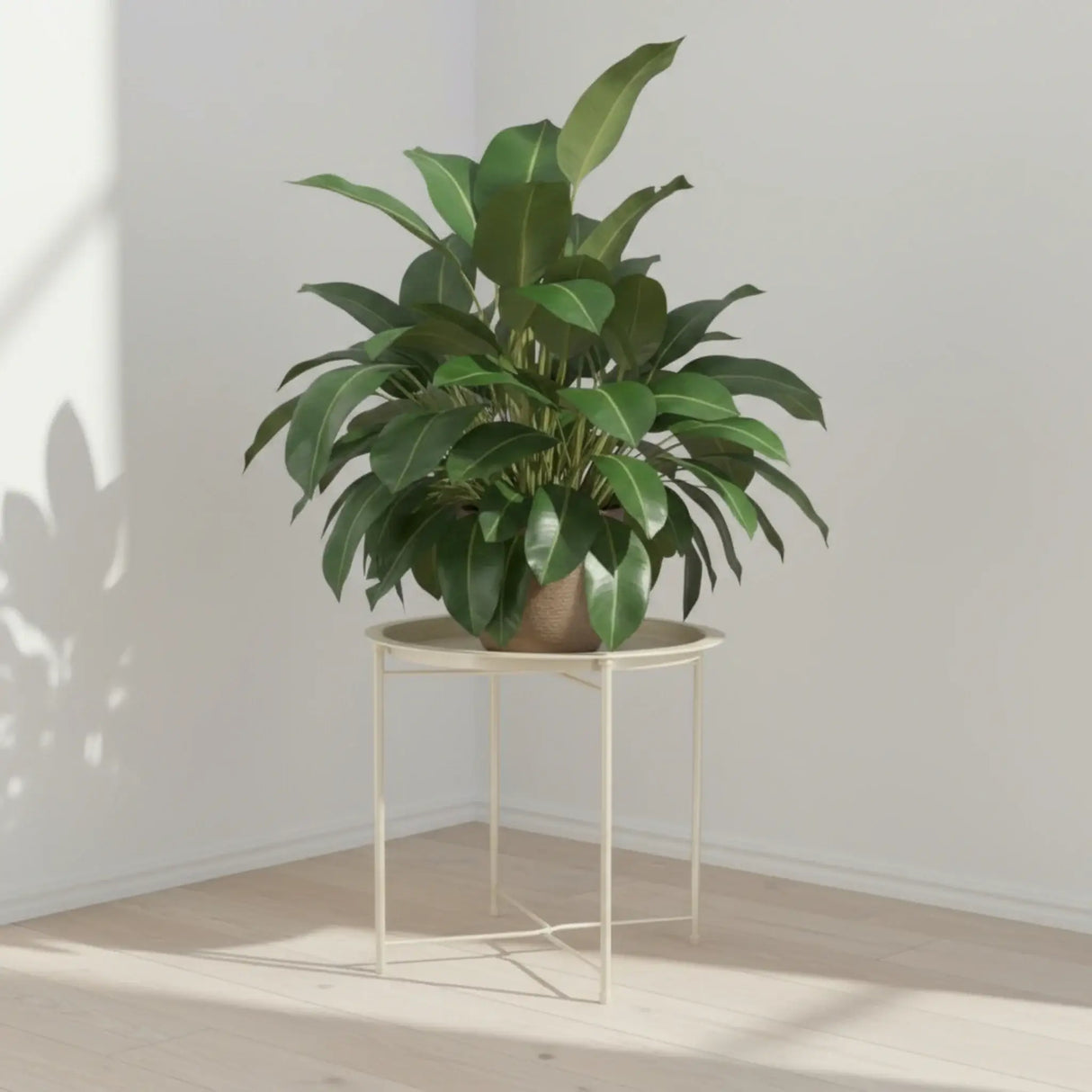 Beistelltisch Metalltisch beige rund 37x42 cm mit Tablett Tisch Ablagefläche Couchtisch - Beistelltisch