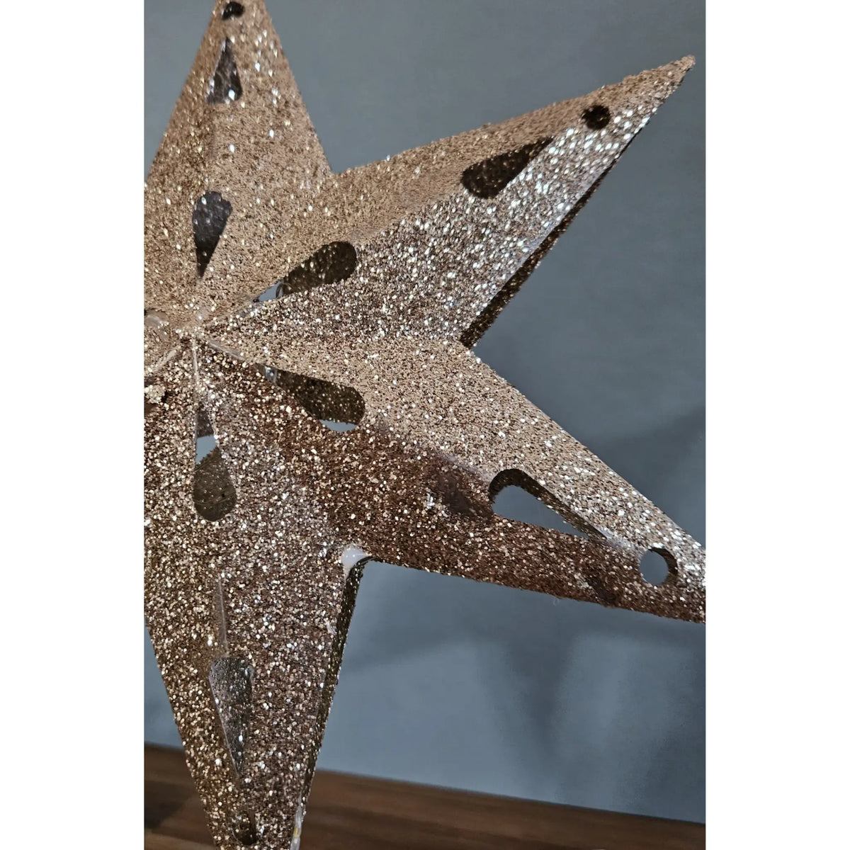 Christbaumspitze 35cm Baumspitze Weihnachten Metall Glitzer LED Stern B-WARE - Weihnachtsstern LED