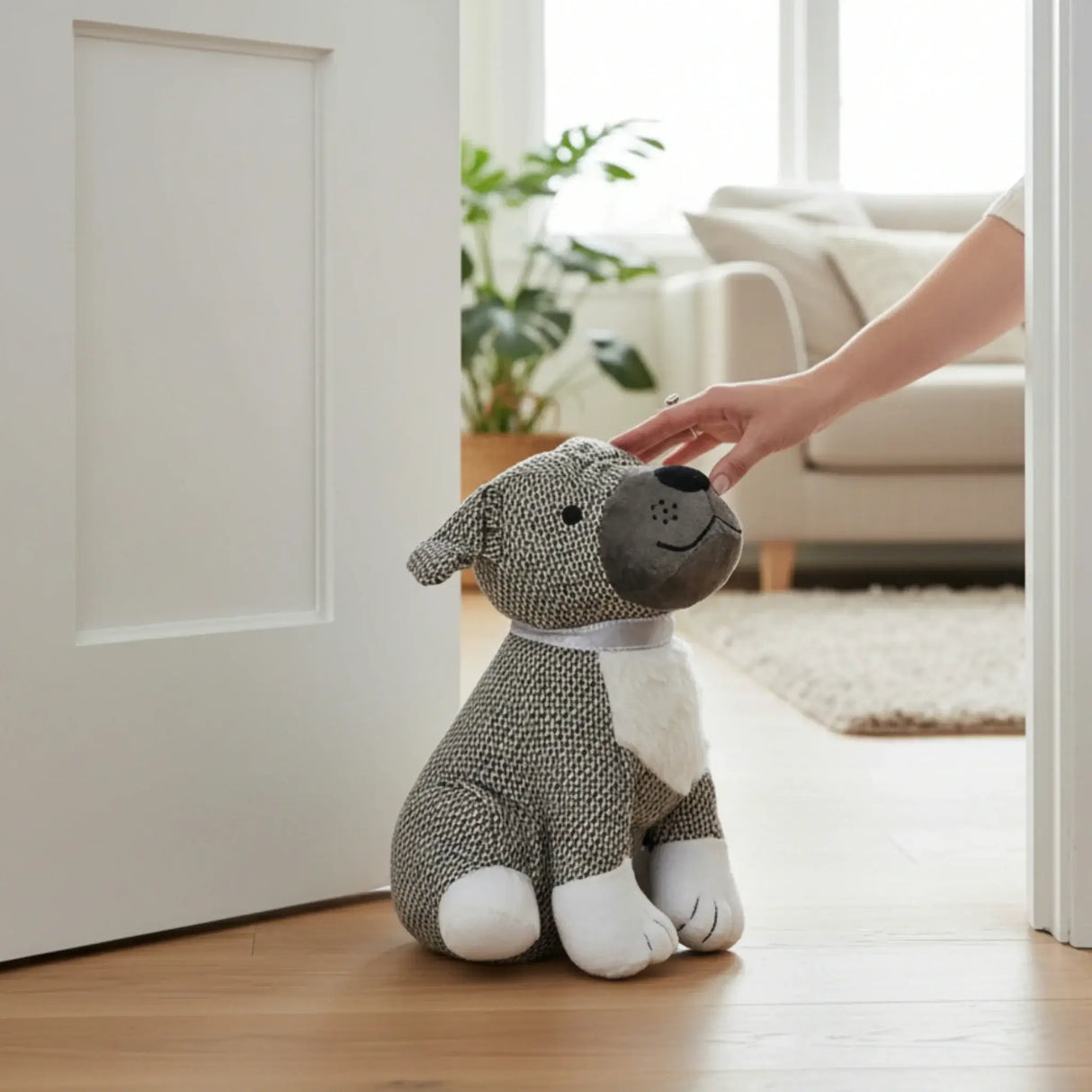 Dekorativer Türstopper für Zuhause und Büro Boden-Türstopper Stofftier karierter Hund - Türstopper