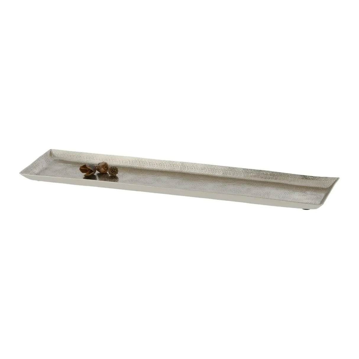 Dekoschale silber 52x12 cm Kerzentablett Metallschale Hammerschlag - Dekoschale