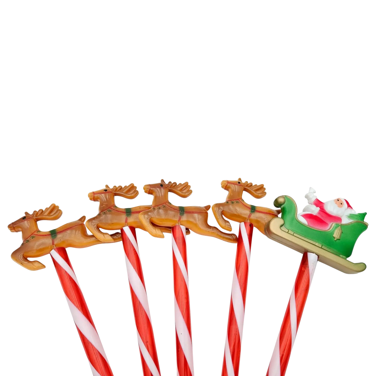Gartenstecker Weihnachtsschlitten Weihnachtsmann Zuckerstangen Rentier Batterie - Gartenstecker