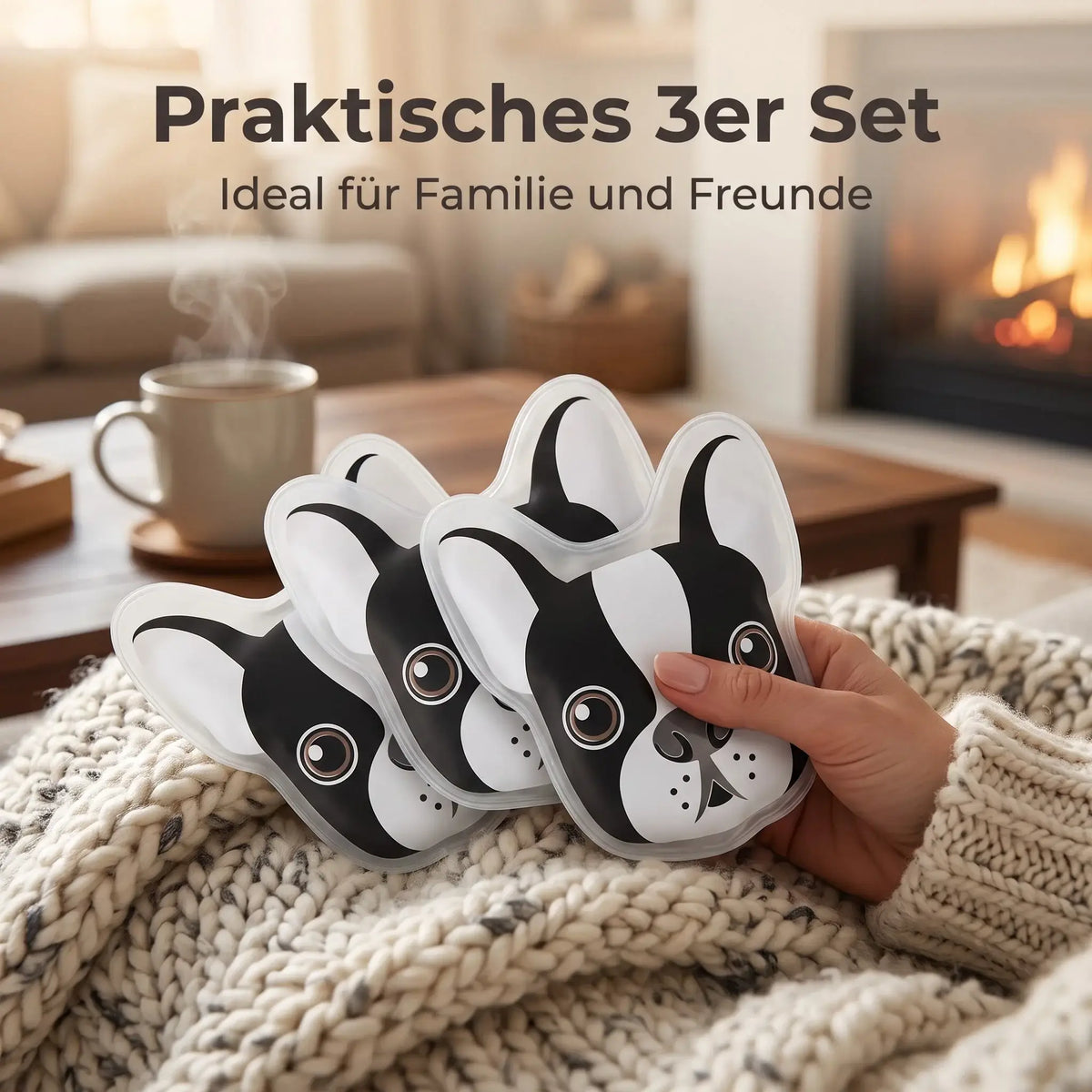 Handwärmer Französische Bulldogge 3er Set – wiederverwendbar - Handwärmer