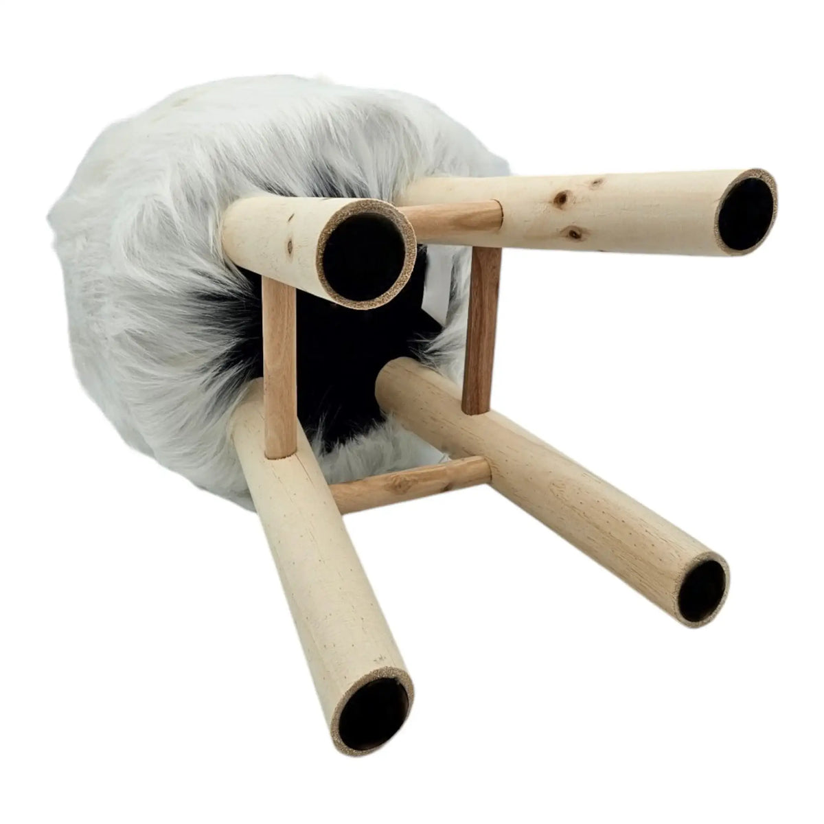 Hocker Fellhocker 40x29 weiß Natur Landhaus Beistelltisch Kinderhocker 120 kg - Hocker