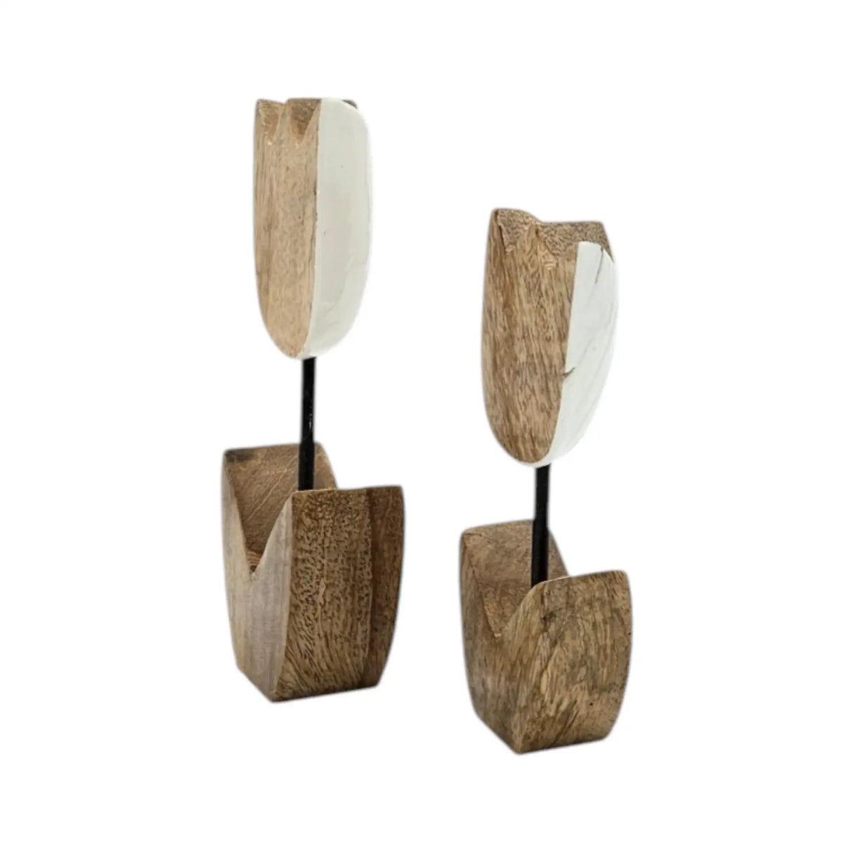 Holzblumen Dekoration aus Mangoholz 5er Set – Deko Blumen aus Holz 14–18 cm - Blumen