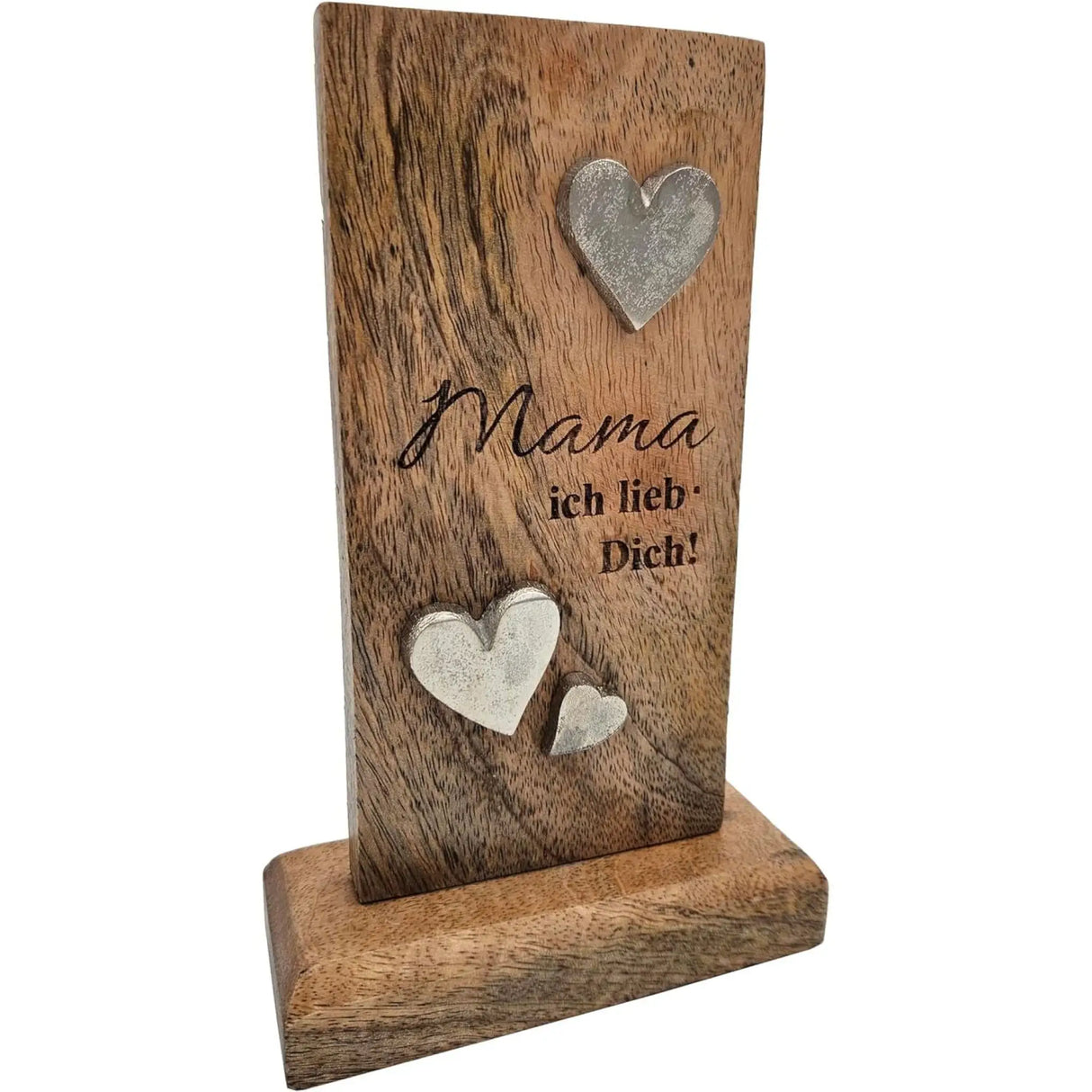 Holzschild MAMA Holztafel Geschenk Muttertag Mutter Schild Mangoholz Höhe 20 cm - Mama ich lieb dich - Holzschild