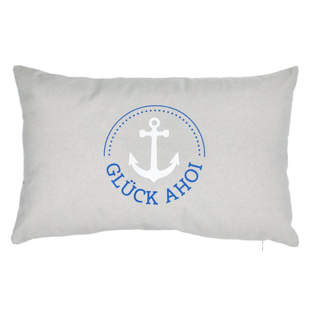 Kissen Dekokissen grau Maritim mit Füllung 47x28 cm Ahoi Hafen Zierkissen Boot Anker - Hellgrau - Dekokissen