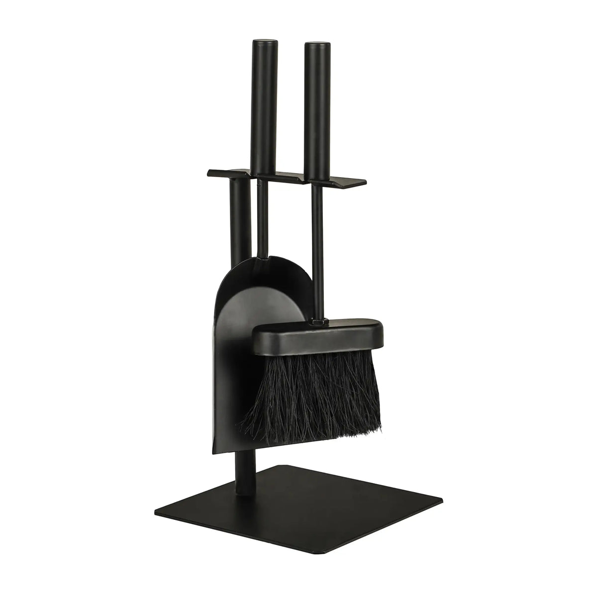 Kleines Kaminbesteck Schwarz – Platzsparendes Kaminzubehör mit Schaufel & Feger | Metall | 35 cm - Kaminbesteck